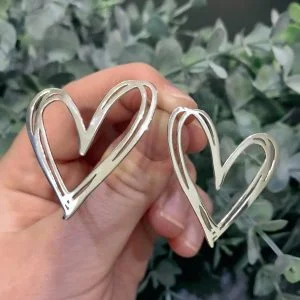 Sterling Silver 20mm Heart Earrings