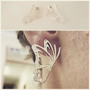 Sterling Silver 35mm Butterfly Earrings.