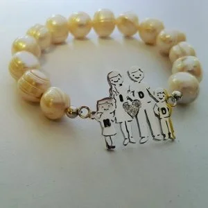Sterling Silver Family of Four Pearl Bracelet.