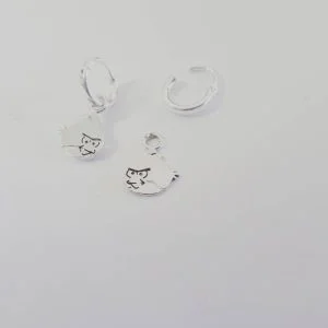 Sterling Silver Sleepers with Sterling Silver Angry Birdie Attachments