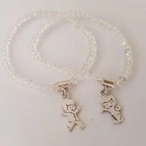 Sterling Silver Charm on Crystal Bracelet