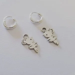 Sterling Silver Sleepers with Sterling Silver Ballerina Mice Attachments