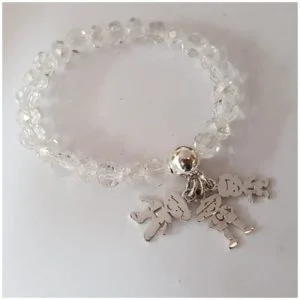 Sterling Silver Personalised Charm on a Crystal Bracelet