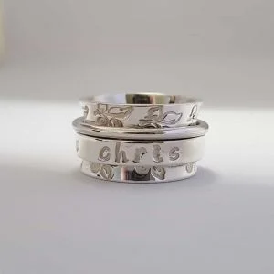 Personalised Flower Motif Ring With Diamond
