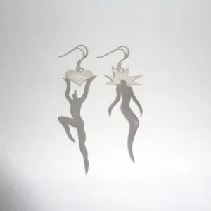 Sterling Silver Abstract Dancer Hanging Earrings