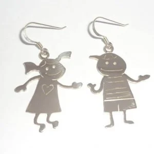 Sterling Silver Boy And Girl Earrings