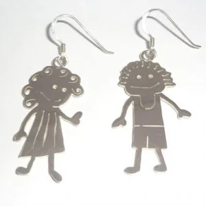Sterling Silver 80's Mom and Dad Hanging Earrings