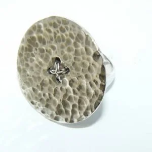 Sterling Silver Button Ring