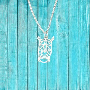 Geometric Rhino Pendant and Chain