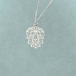 Geometric Lion Pendant and Chain