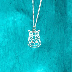 Geometric Hippo Pendant and Chain