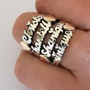 Sterling Silver and 9ct Rose Gold Personalised Name Ring