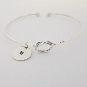 Sterling Silver Personalised Knot Cuff  Bangle