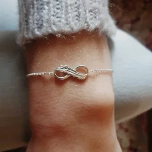 Sterling Silver Infinity Feather Bracelet